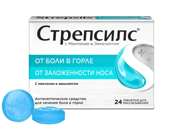 Стрепсилс с Ментолом и Эвкалиптом, тбл д/рассасыв. №24