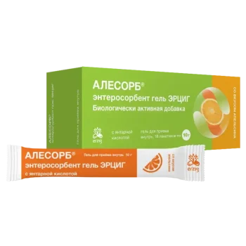 Алесорб энтеросорбент гель  д/внут прим (апельсин) 10 г х18